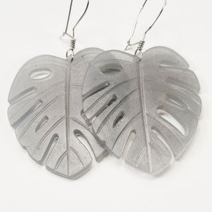 🌿Grey Monstera Leaf Earrings🌿